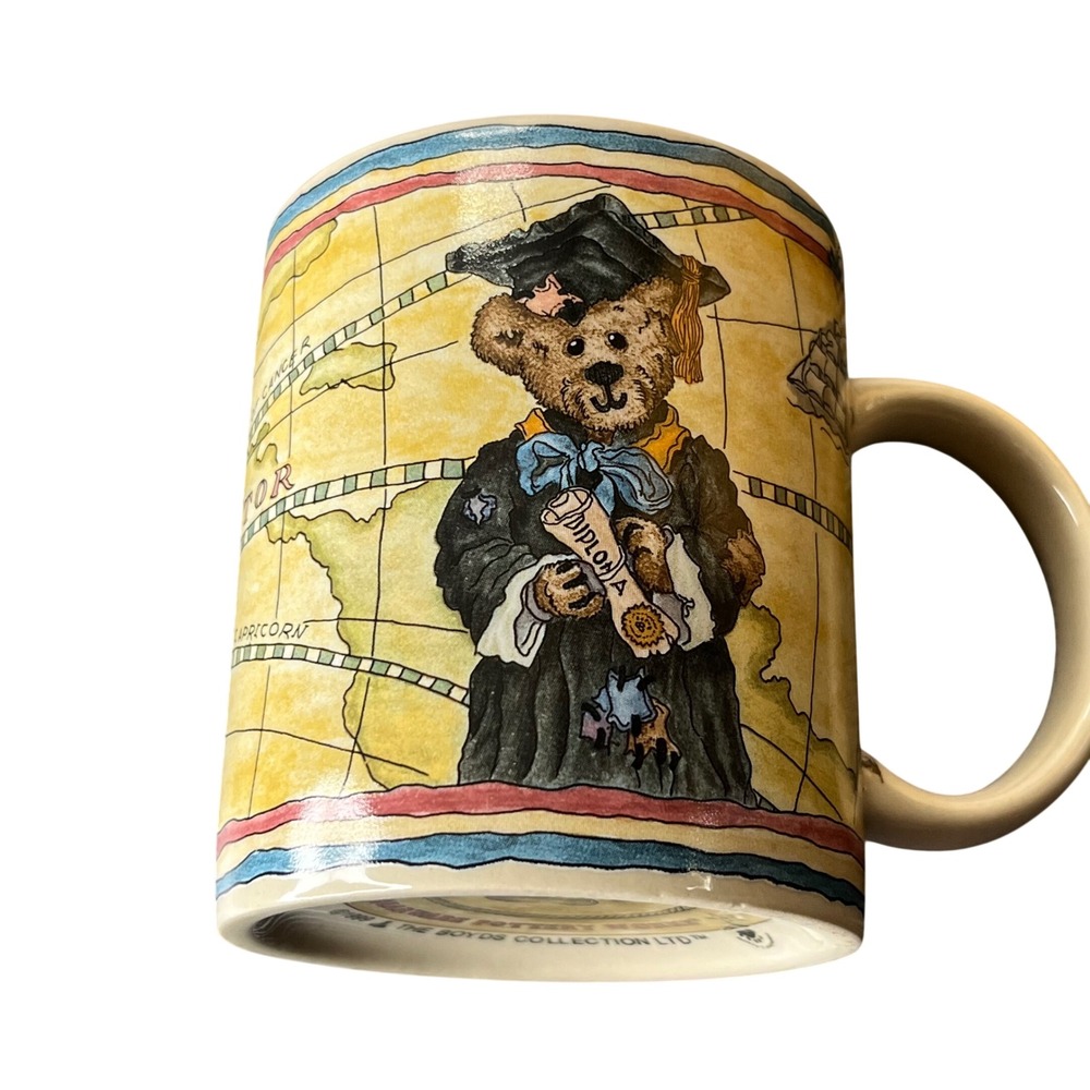 Boyds Collection Bearware Graduation Bear Mug 1999 Ceramic Map E.E. Smith Quote